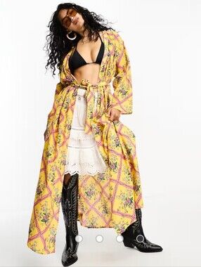 Intimately Free People I'm The One Kimono Robe Yellow Size XS/S Bohemian